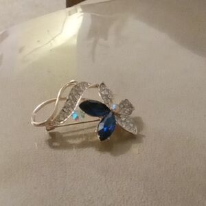 Elegant Blue and Silver Butterfly Brooch